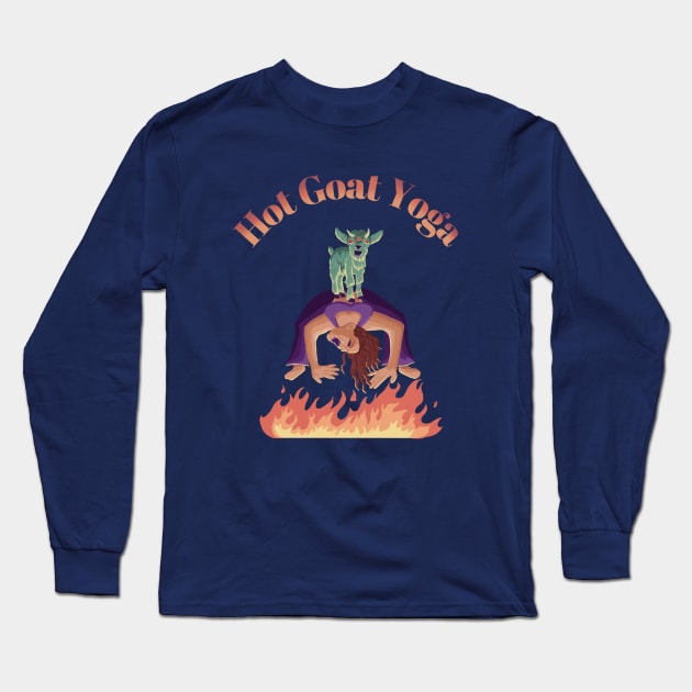 Hot Goat Yoga Long Sleeve T-Shirt by mamashark17